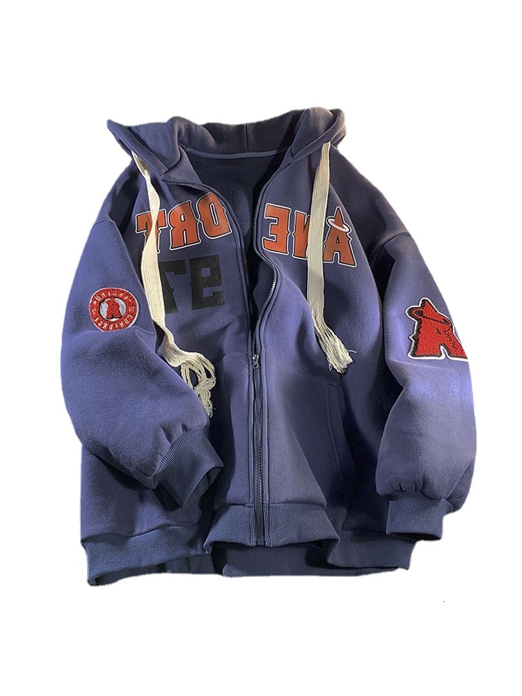 Womens Hoodies Sweatshirts Vintage Letter Print Zip Up Hoodie Women Embroidery Jacket Sweatshirt Oversized Casual Teens Clothes Hip Hop y2k Korean 230 - view 3