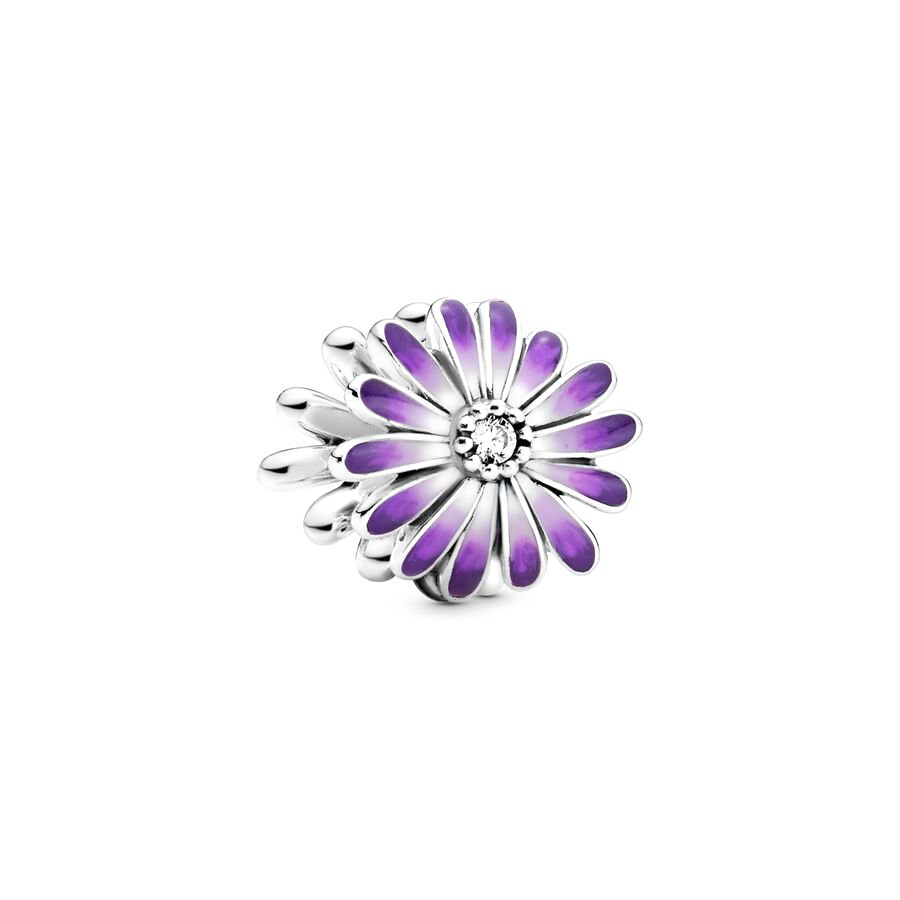 The New Popular 925 Sterling Silver Classic Purple Pink Pink Daisy Flower Hanging Charm Pearl DIY Gift Jewelry Is Suitable For Primitive Bracelets Fem