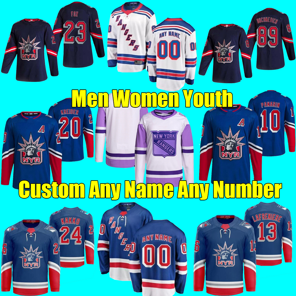 #23 Adam Fox NY Reverse Retro hockey jersey #10 Artemi Panarin Rangers#31 Igor Shesterkin Mika Zibanejad Chris Kreider Jacob Trouba Kaapo Kakko Ryan Reaves jerseys, As shown in illustration
#23 Adam Fox NY Reverse Retro hockey jersey #10 Artemi Panarin Rangers#31 Igor Shesterkin Mika Zibanejad Chris Kreider Jacob Trouba Kaapo Kakko Ryan Reaves jerseys, As shown in illustration
