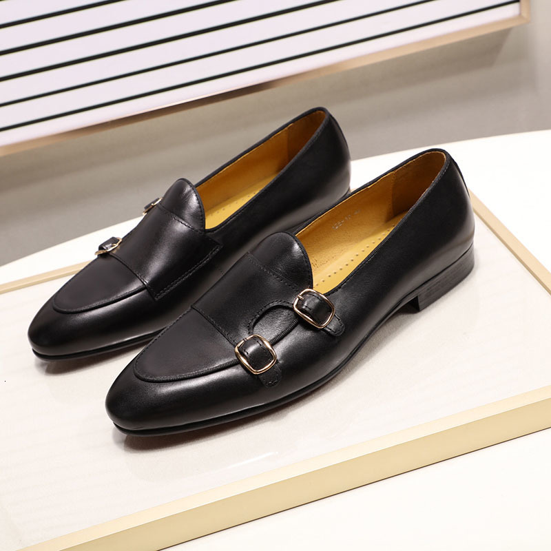 Dress Shoes FELIX CHU Genuine Leather Mens Loafers Handmade Monk Strap Wedding Party Casual Summer Autumn Footwear for Men 230224