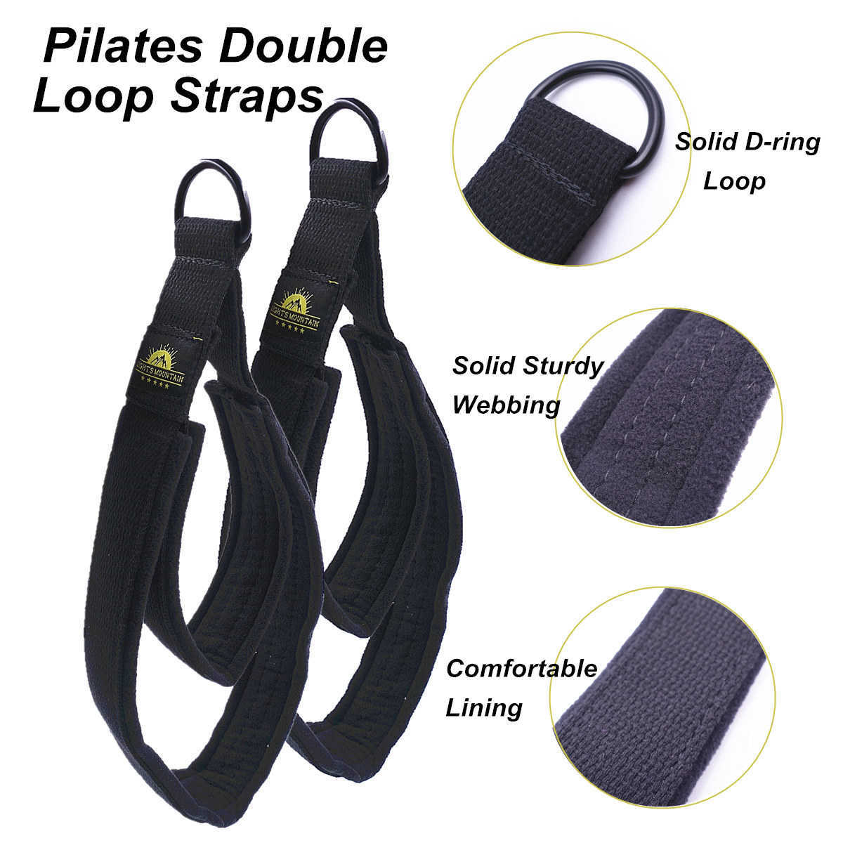 Yoga Stripes 2 PCS Pilates Double Loop Straps for Pilate Reformer Fitness Yoga Straps Handles Exercise Home Gym Workout Accessories J230225