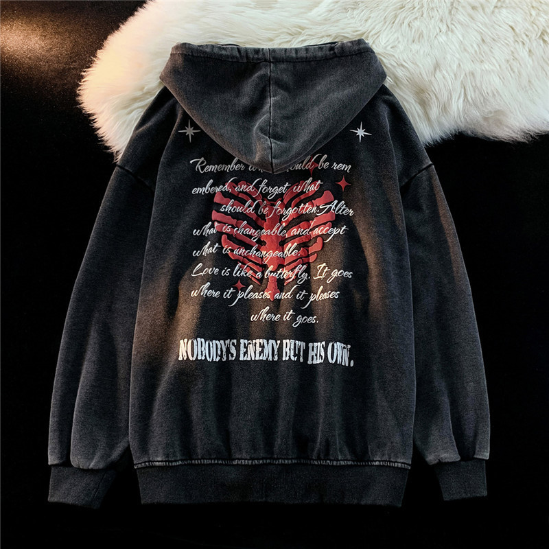 Womens Hoodies Sweatshirts Y2K Zip UP Hoodie Grunge Women Men Autumn Embroidery Letter Long Sleeve Gothic Hooded Sweatshirt Lady Loose Retro Jacket 23