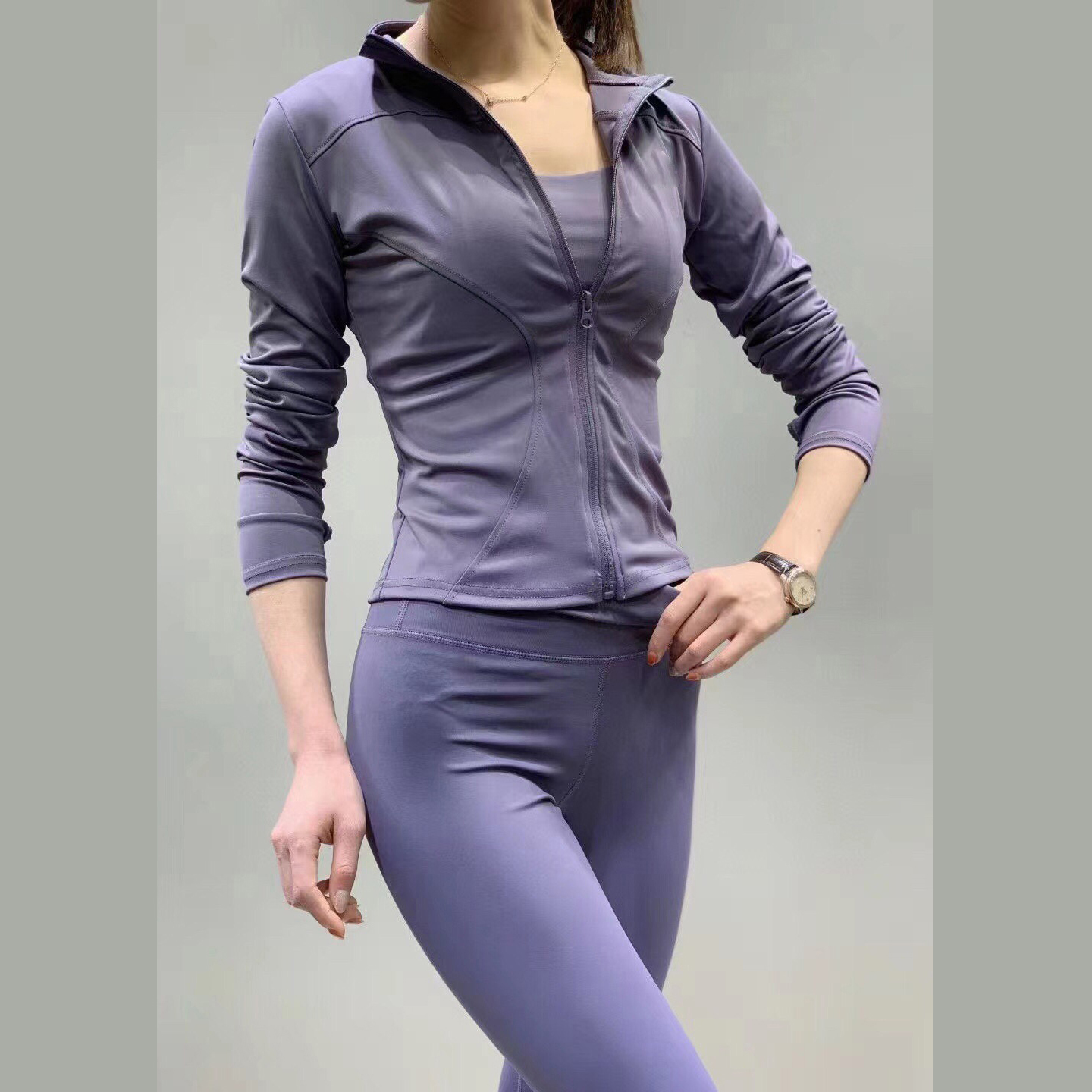 Women's Tracksuits fashion brand High elastic fitness yoga suit Three-piece set, Purple
Women's Tracksuits fashion brand High elastic fitness yoga suit Three-piece set, Purple