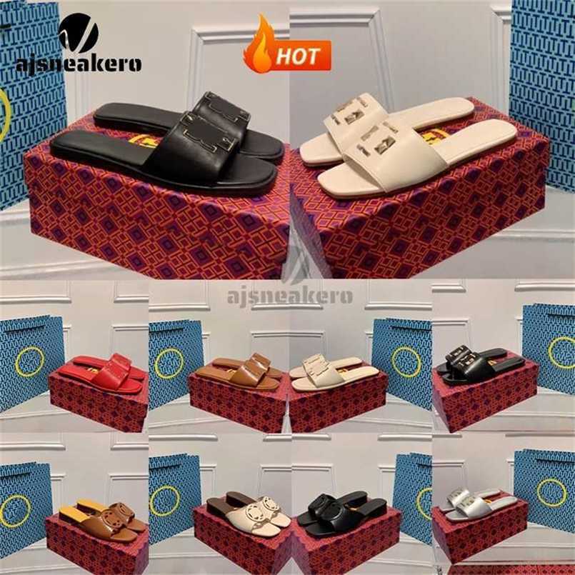 Eleanor Slides Designer Women Leather Sandals Hollowed out Pattern Rubber Slippers Summer Fashion SandalB7E9