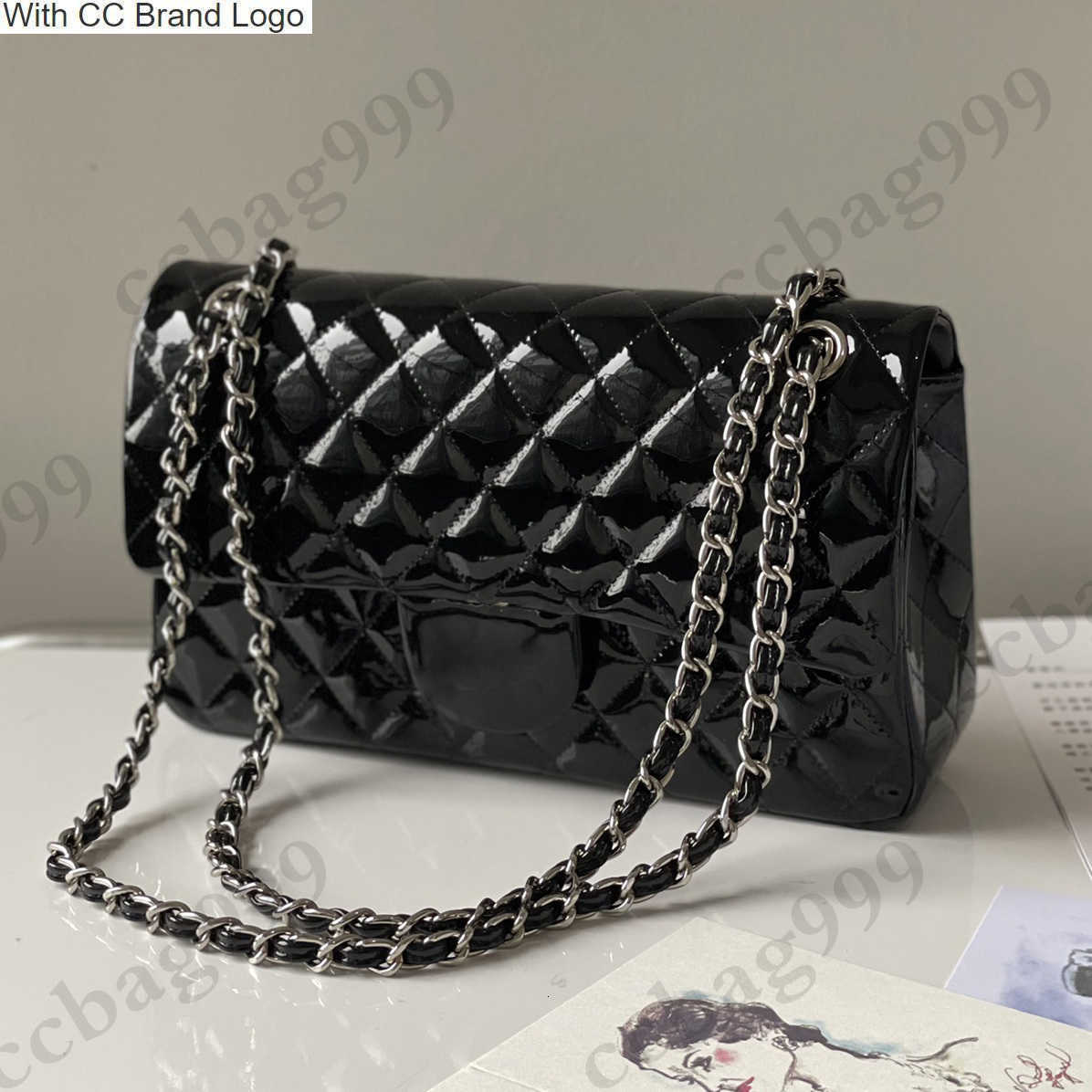 CC Brand Shoulder Bags Designer Shiny Patent Leather Flap Quilted Bags Classic Womens Medium Glow Handbags Vintage Silver Metallic Chain Totes Crossbody With Po, Box
CC Brand Shoulder Bags Designer Shiny Patent Leather Flap Quilted Bags Classic Womens Medium Glow Handbags Vintage Silver Metallic Chain Totes Crossbody With Po, Box