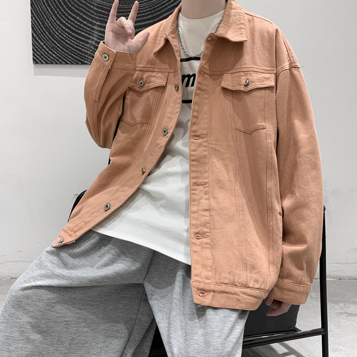 Men's Jackets Spring Men Streetwear Jeans Jackets Solid Color Denim Coats 230225