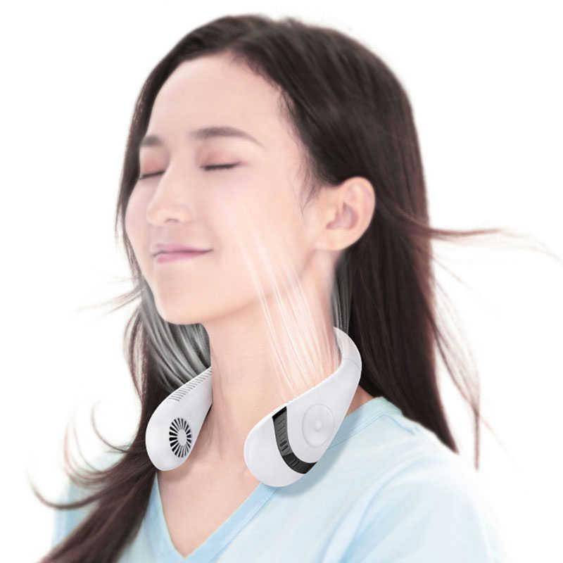 Electric Fans Portable 5000mAh Hanging Neck Fan Foldable Summer Air Cooling USB Rechargeable Bladeless Mute Neckband Fans L2605246761 - view 3