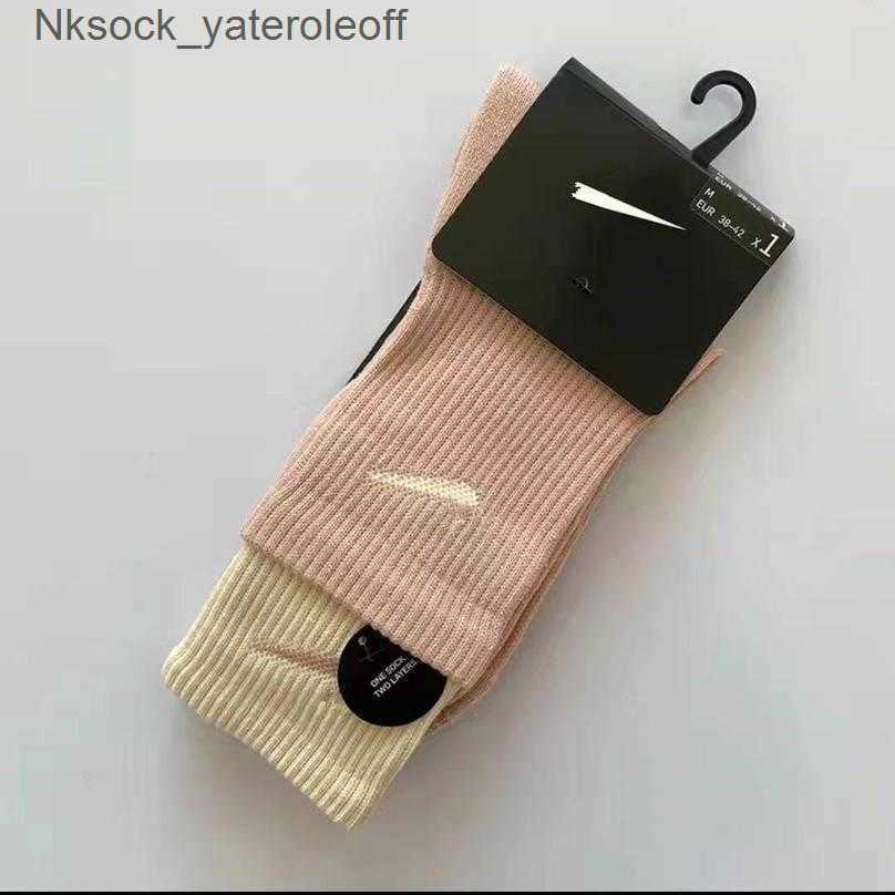 Luxury Men's Socks Fashion Women's Hook Brand Stockings Designers Fake Two Pairs Splicing High Tube Women Men Couple's Sports Yoga Breathable Stocking Sock Wsoa, 14 long cylinder