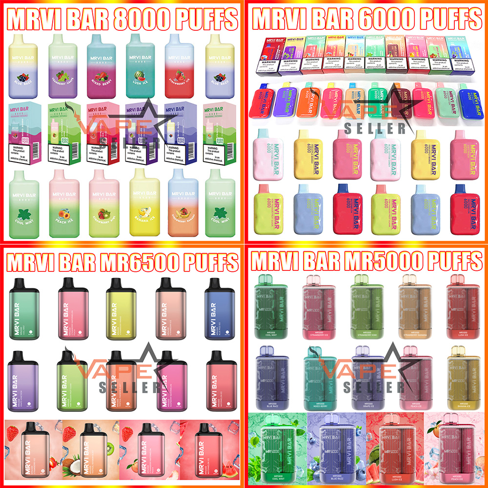 Authentic Disposable E Cigarette MRVI BAR 8000 6500 6000 5000 Puffs Vape Pen With Rechargeable Battery Prefilled Fruit Flavors Pod Kit
Authentic Disposable E Cigarette MRVI BAR 8000 6500 6000 5000 Puffs Vape Pen With Rechargeable Battery Prefilled Fruit Flavors Pod Kit