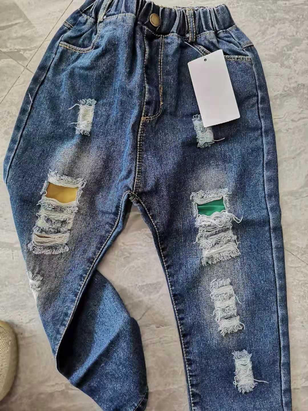 Jeans Kids Boys Fashion Clothes Ripped pants Denim Clothing Children Baby Boy Cowboy Long Trousers AS23 230224