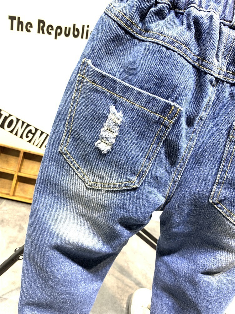 Jeans Kids Boys Fashion Clothes Ripped pants Denim Clothing Children Baby Boy Cowboy Long Trousers AS23 230224