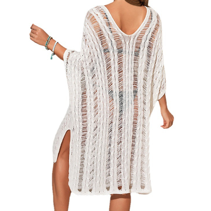 Beach Bikini Smock Women's Summer Solid Color Knitted Hollowed Out Sunscreen Dress F277, White
Beach Bikini Smock Women's Summer Solid Color Knitted Hollowed Out Sunscreen Dress F277, White