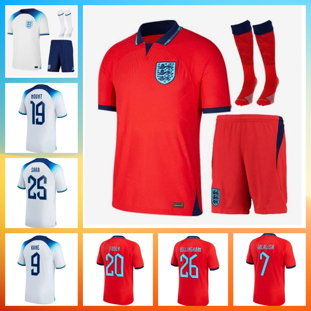 2022 2023 Newest soccer jerseys KANE STERLING RASHFORD SANCHO GREALISH MOUNT FODEN SAKA 22 23 national EnGLaNDS football shirt adult men kids kit sets uniform socks, 03
2022 2023 Newest soccer jerseys KANE STERLING RASHFORD SANCHO GREALISH MOUNT FODEN SAKA 22 23 national EnGLaNDS football shirt adult men kids kit sets uniform socks, 03