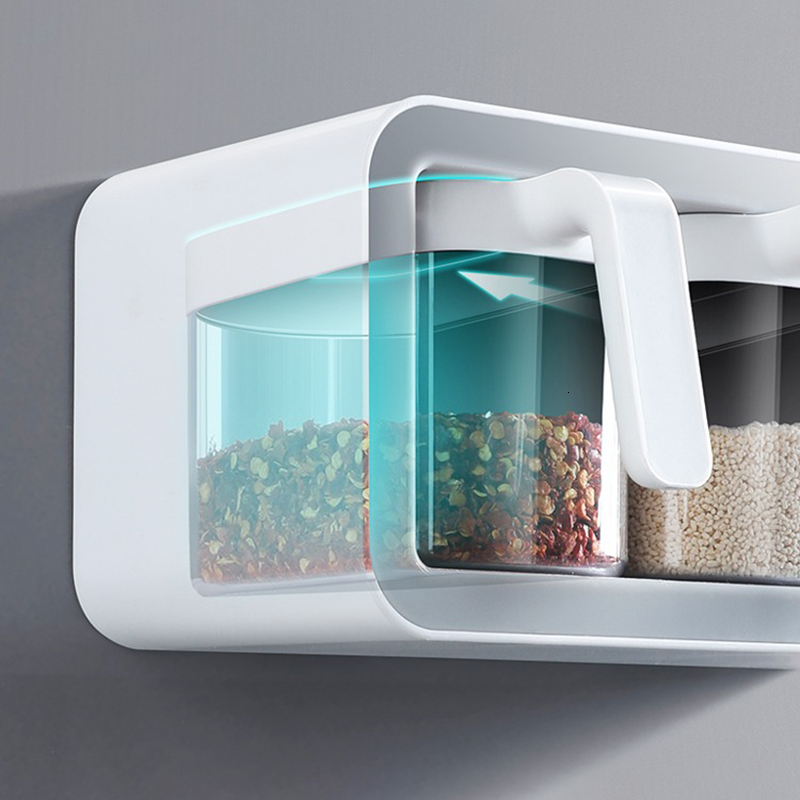 Herb Spice Tools ECOCO Wall Mount Spice Rack Organizer Sugar Bowl Salt Shaker Seasoning Container Kitchen Supplies Storage Set Spice Boxes 230224