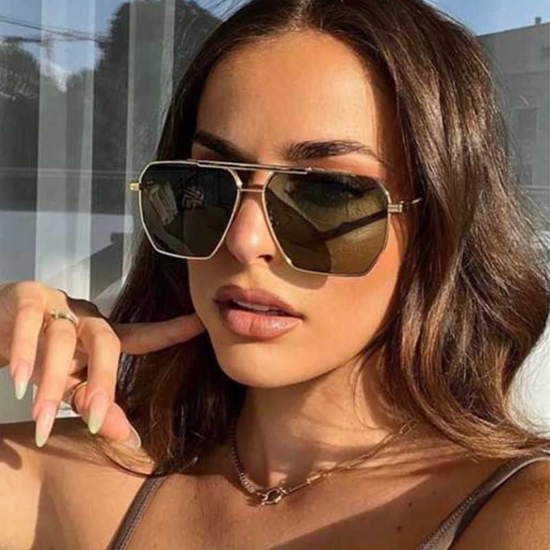 Sunglasses Retro Oversized Square Polarized Sunglasses Woman High Quality Metal UV Protective Eyeglass Men Classic Brand Trendy Sun Glasses G230223