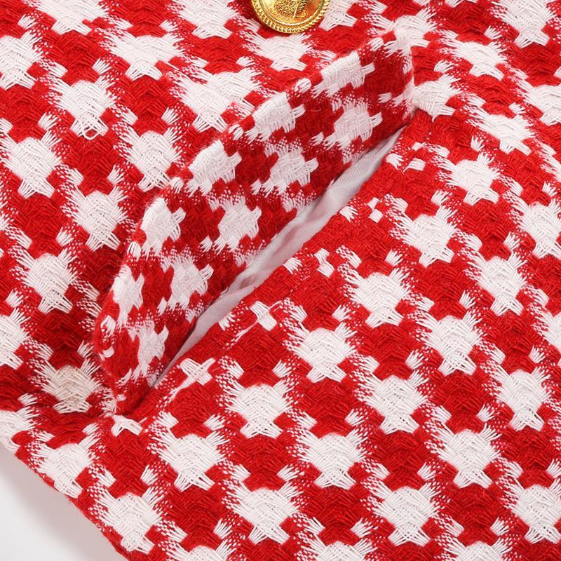 Two Piece Dress Autumn And Winter 2023 Fashionable Blazer Skirt Sets Womens Outifits Houndstooth Office LadyTwo