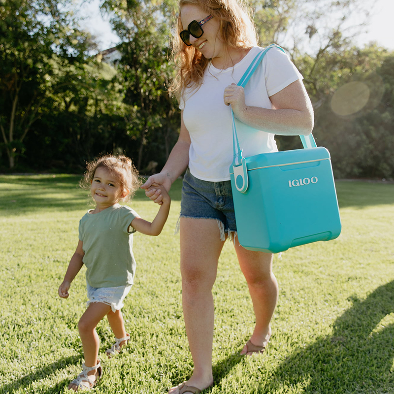 11 qt Tag A Long Hard Sided Cooler Turquoise compass