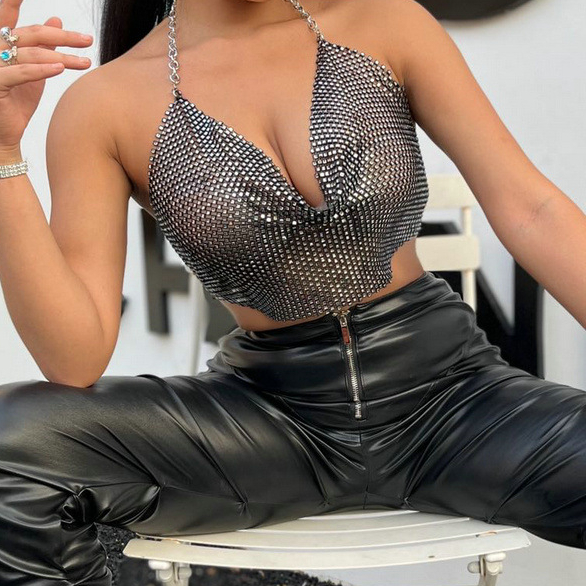 Women's Tanks & Camis Rhinestone Knit Bottoming Shirt Sleeveless Bright Silk Vest Tops for Women F224, Black 
Women's Tanks & Camis Rhinestone Knit Bottoming Shirt Sleeveless Bright Silk Vest Tops for Women F224, Black