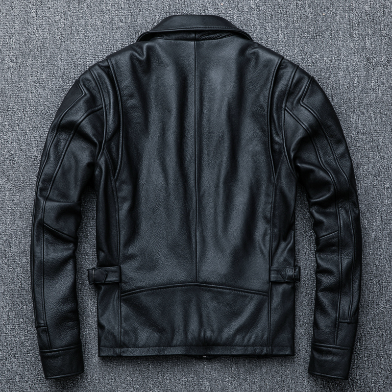 Men's Jackets Men Cowhide Coat Men's Genuine Leather Jacket Vintage Style Man Leather Clothes Motorcycle Biker Jackets Plus Size 134cm 23022