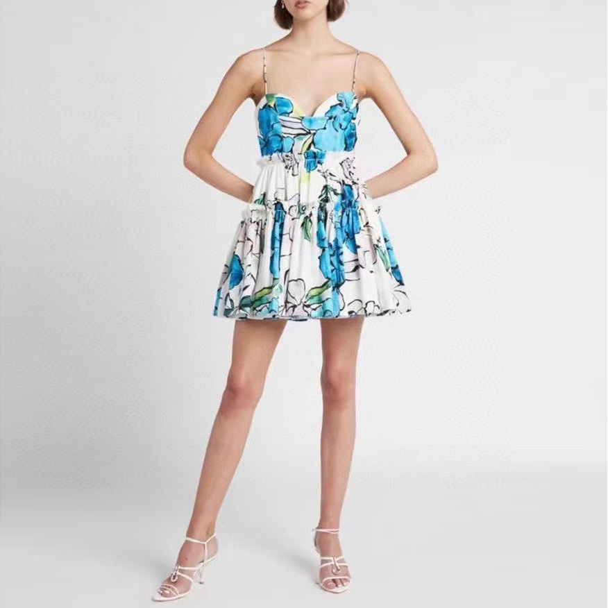 Runway dress Australian designer Womens floral printed Gathered Waist slip mini dress, White
Runway dress Australian designer Womens floral printed Gathered Waist slip mini dress, White