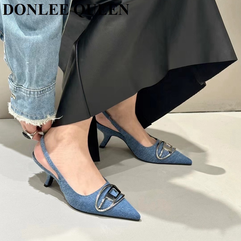 Sandals Fashion Denim Sandals Brand Kitten Heels Pumps Women Slingback Shoes Elegant Pointed Toe Female Mule Dress Slide Sandalias Mujer 230225, Black
Sandals Fashion Denim Sandals Brand Kitten Heels Pumps Women Slingback Shoes Elegant Pointed Toe Female Mule Dress Slide Sandalias Mujer 230225, Black