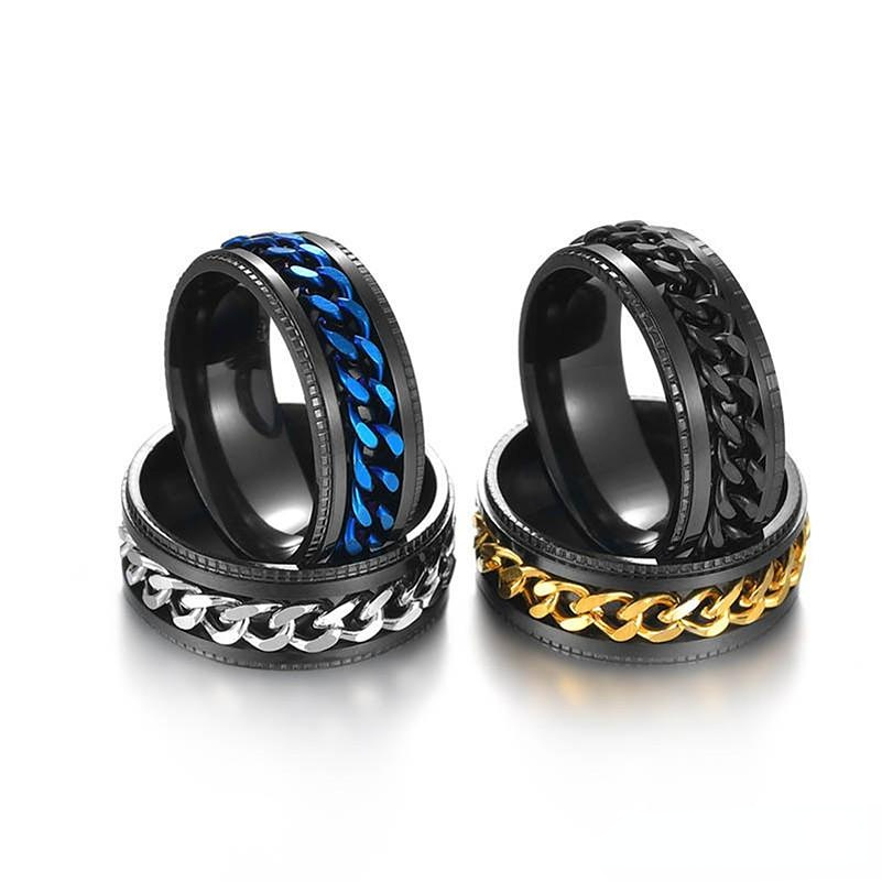 Wholesale Stainless steel spin rotate chain ring relieve pressure gold chains mens rings will and sandy fashion jewelry
Wholesale Stainless steel spin rotate chain ring relieve pressure gold chains mens rings will and sandy fashion jewelry