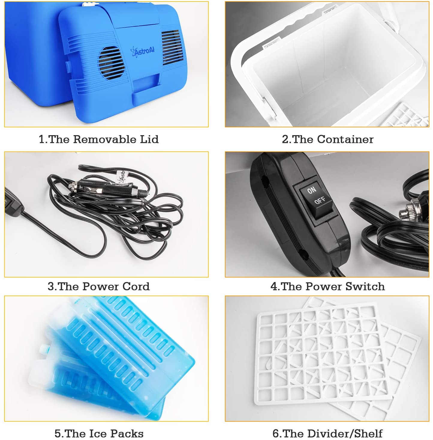 AstroAI Electric Cooler 26 Quarts 24 Liter Thermoelectric Car Cooler for Beverage Beer Wine Seafood Fruits Home and Travel with 2 Ice Packs Blue