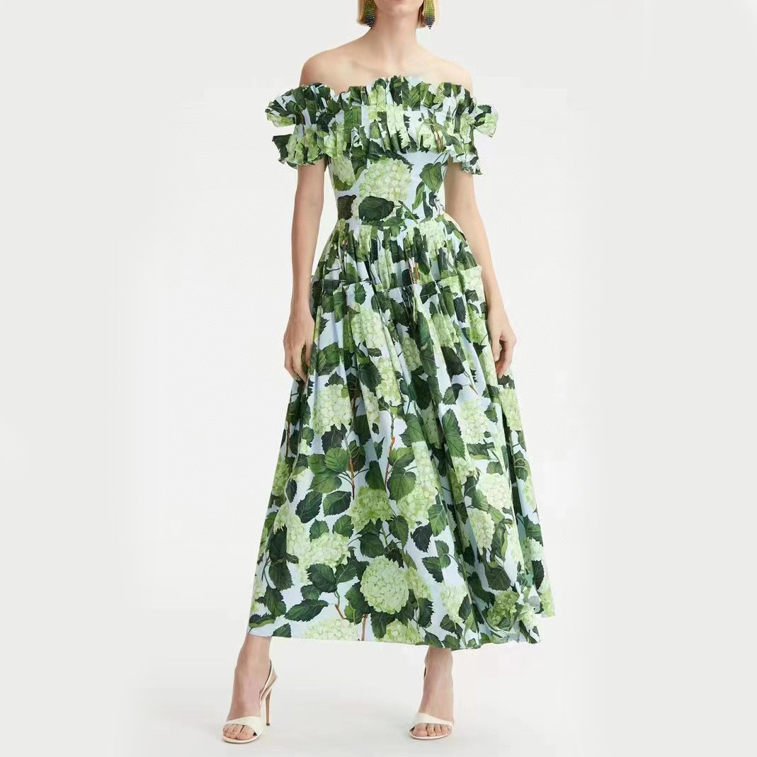 2023 Fancy dress Womens floral Printed Gathered Waist Slash Neck Puff Sleeve Fit&Flare GREEN Dress
2023 Fancy dress Womens floral Printed Gathered Waist Slash Neck Puff Sleeve Fit&Flare GREEN Dress