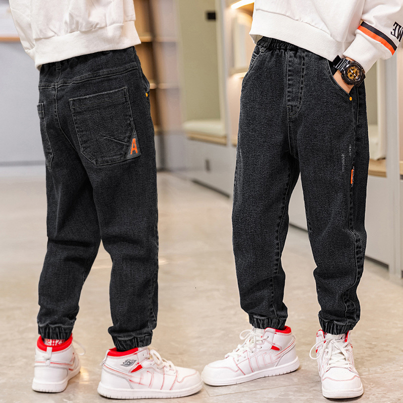 Jeans Boys Denim Baby Stretch Trousers Spring Autumn Bunched Foot Kids Casual Pants 230224
