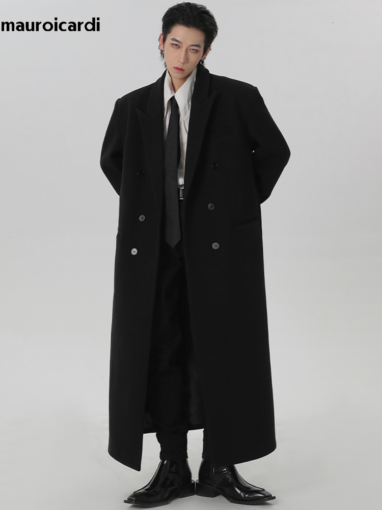 Men' Blends Mauroicardi Autumn Winter Long Black Oversized Warm Coat Men Shoulder Pads Double Breasted Luxury Outerwear 230225
Men' Blends Mauroicardi Autumn Winter Long Black Oversized Warm Coat Men Shoulder Pads Double Breasted Luxury Outerwear 230225