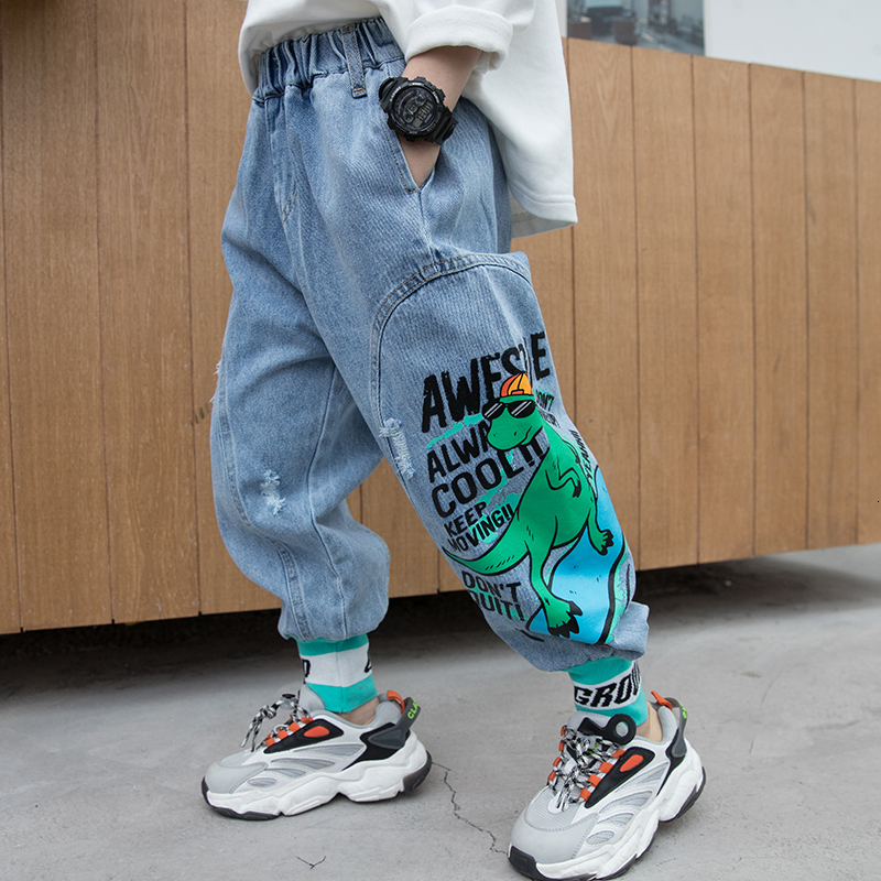 Jeans for Boys Teenage Children Elastic Waist Denim Pants Kids Trousers Boy Clothes 4 13T 230224