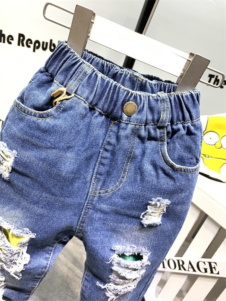 Jeans Kids Boys Fashion Clothes Ripped pants Denim Clothing Children Baby Boy Cowboy Long Trousers AS23 230224