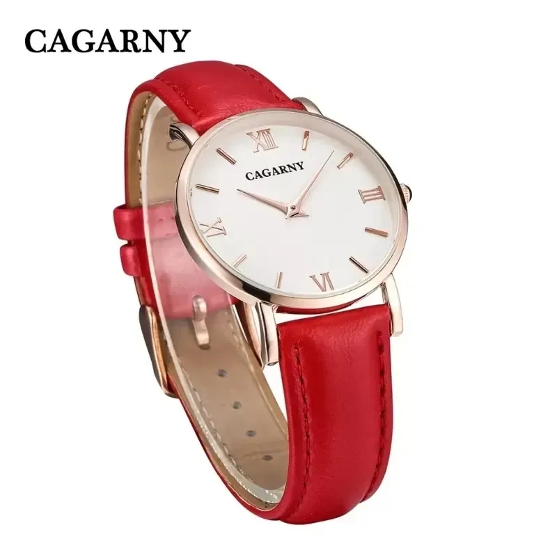 CAGARNY Women Watch Designer Fashion Casual quartz Watches Leather Strap Gold