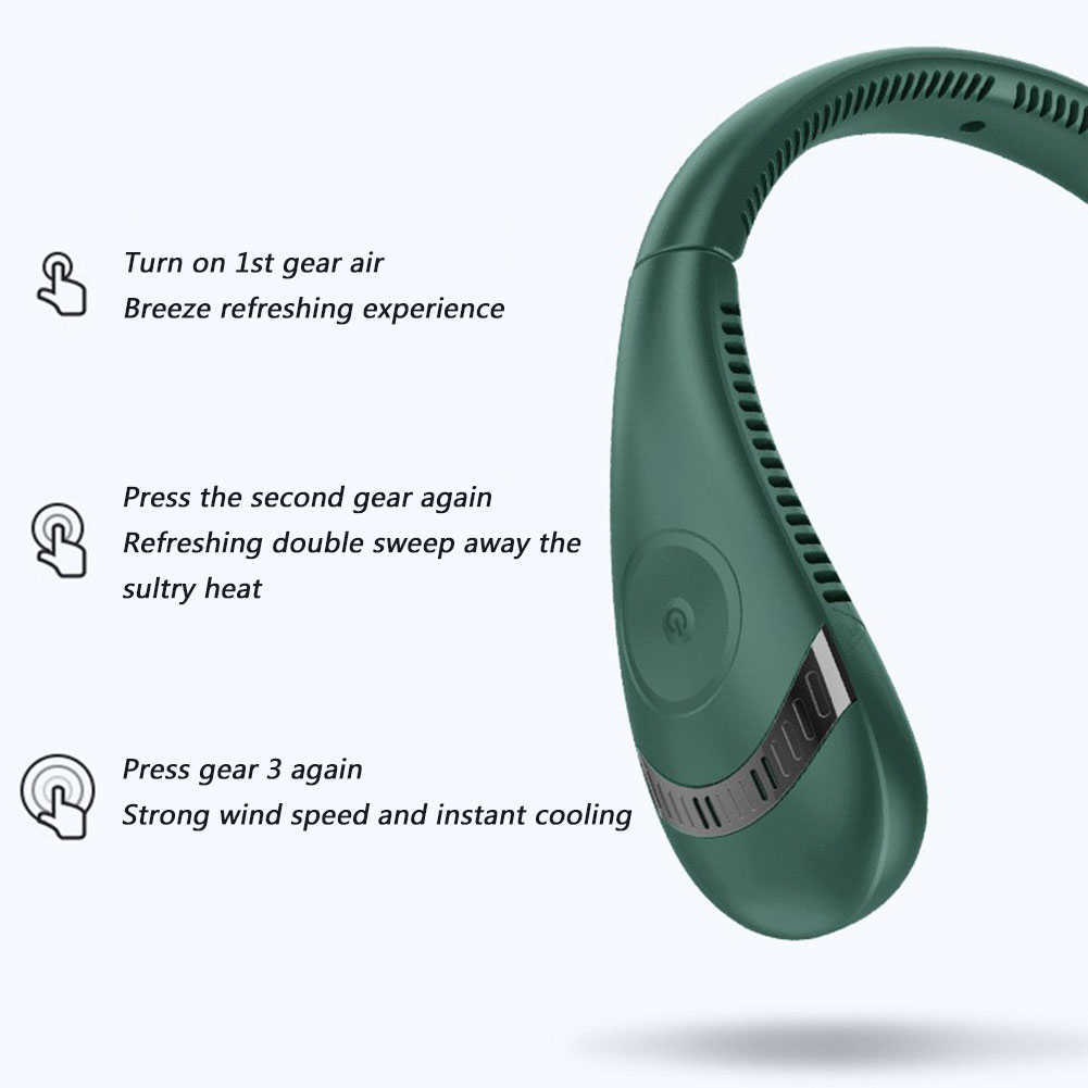 Electric Fans Portable 5000mAh Hanging Neck Fan Foldable Summer Air Cooling USB Rechargeable Bladeless Mute Neckband Fans L2605246761 - view 7