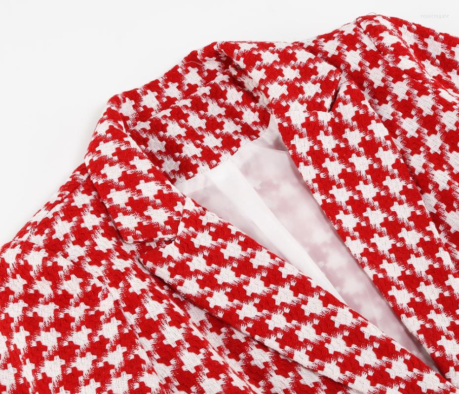 Two Piece Dress Autumn And Winter 2023 Fashionable Blazer Skirt Sets Womens Outifits Houndstooth Office LadyTwo