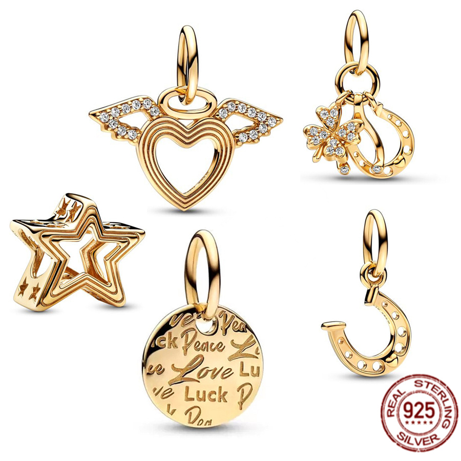 New Popular 925 Sterling Silver Charm Lucky Peaceful Luck Hanging Beads Suitable For Primitive Bracelet Jewelry Charm Gifts