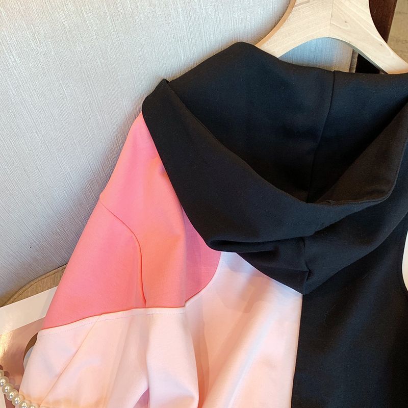 Womens Hoodies Sweatshirts Women Harajuku Casual Loose Jacket Patchwork Color Long Sleeve Hooded Sweatshirt Zipper Coats Lady 230224