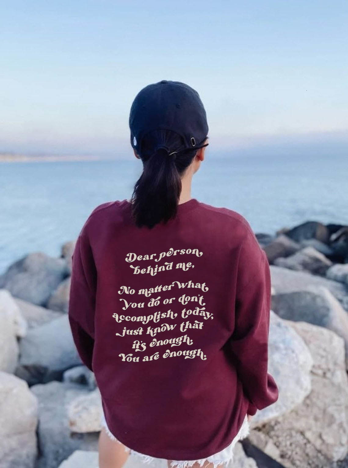 Womens Hoodies Sweatshirts Dear Person Behind Me Crewneck Sweatshirt Mental Health Retro Aesthetic Positivity quote religion pullovers cotton gift top