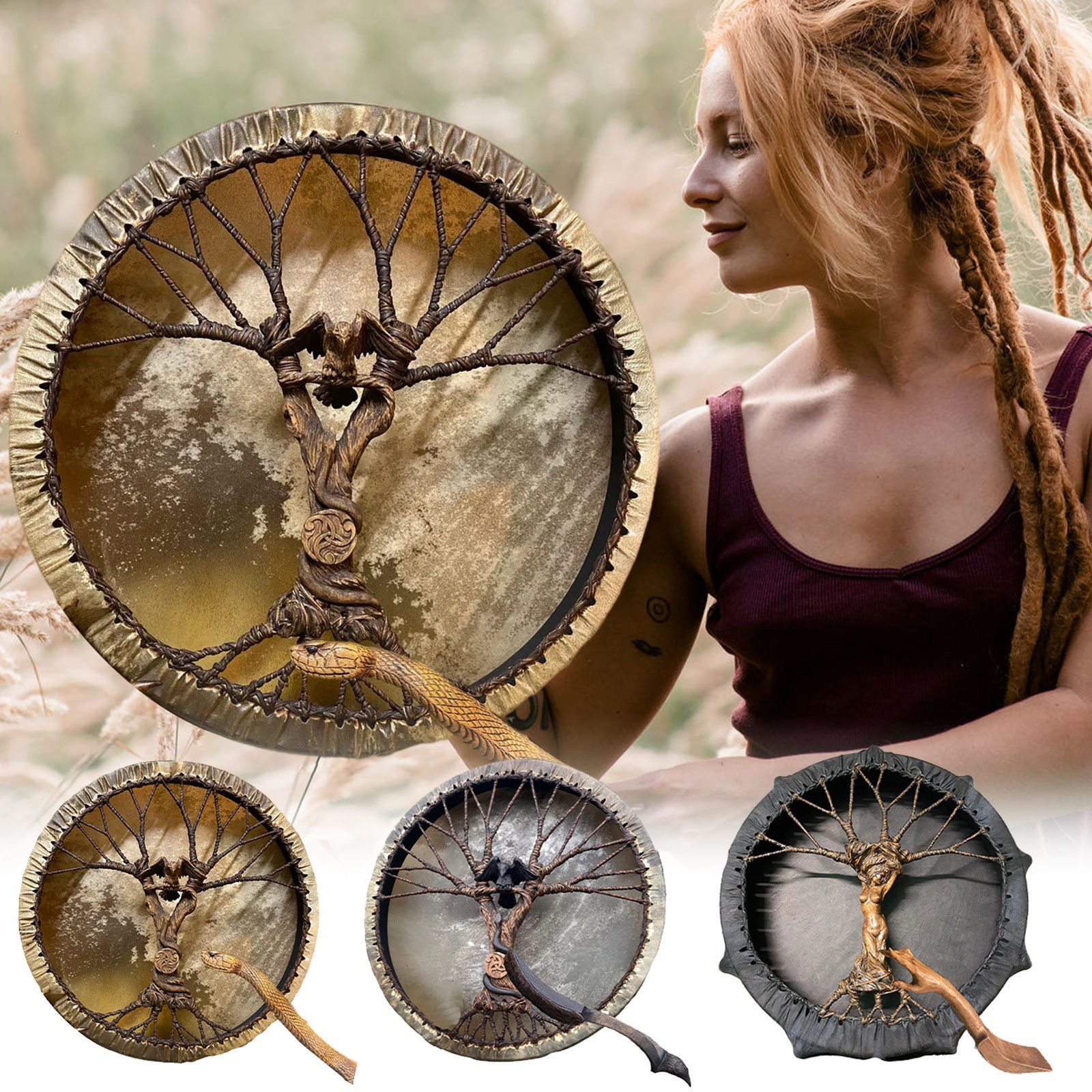 Decorative Objects Figurines Handmade Wooden Shaman Drum Tree of Life Siberian with stick Sound Healing Adult Meditation Home Decoration Craft Gift 230224
Decorative Objects Figurines Handmade Wooden Shaman Drum Tree of Life Siberian with stick Sound Healing Adult Meditation Home Decoration Craft Gift 230224
