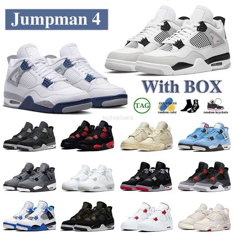 4 4s basketball shoes with box black cats purple military oreo university blue Fire Red Infrared White Cement sail canvas Seafoam women men