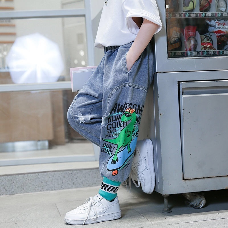 Jeans for Boys Teenage Children Elastic Waist Denim Pants Kids Trousers Boy Clothes 4 13T 230224