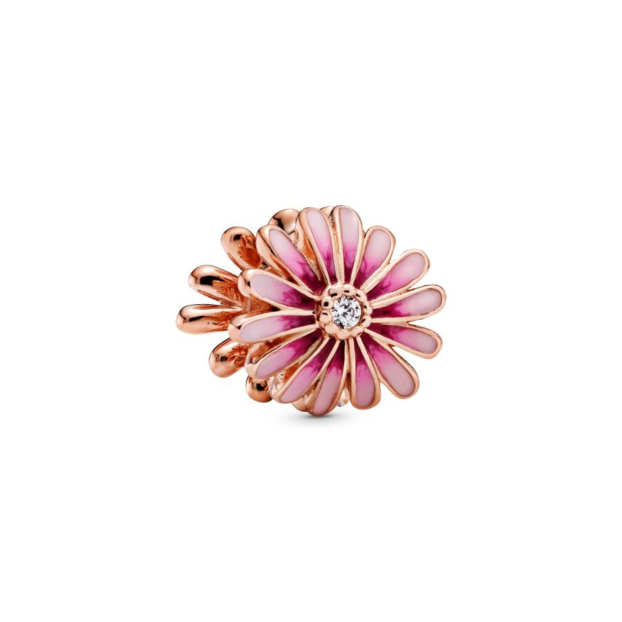 The New Popular 925 Sterling Silver Classic Purple Pink Pink Daisy Flower Hanging Charm Pearl DIY Gift Jewelry Is Suitable For Primitive Bracelets Fem