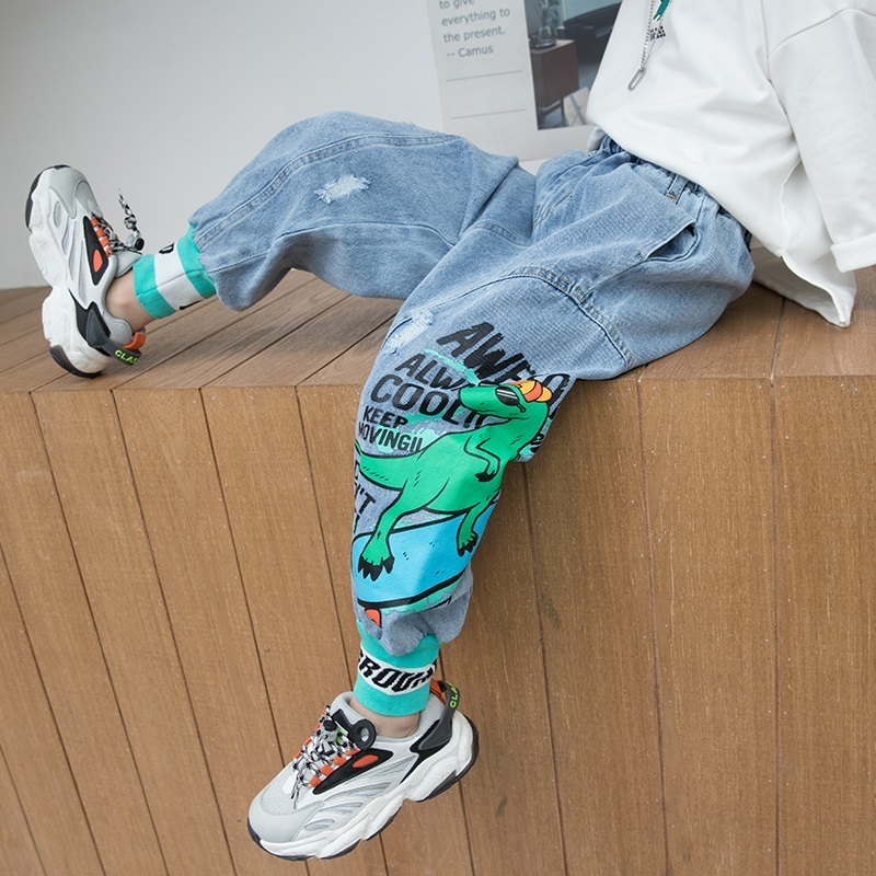 Jeans for Boys Teenage Children Elastic Waist Denim Pants Kids Trousers Boy Clothes 4 13T 230224