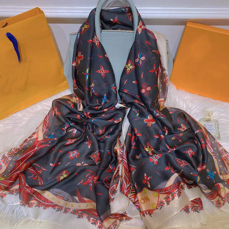 Silk Scarf Women Large Shawls Stoles Tree Print Square Scarves Echarpes Foulards Femme Wrap Bandanas 180*90CM