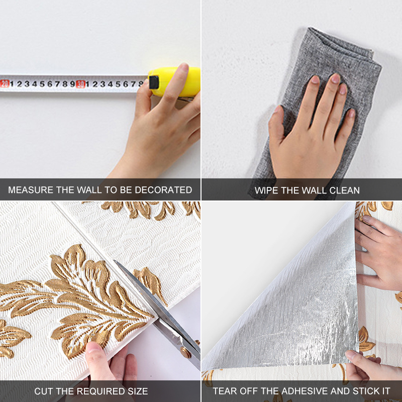 Wall Stickers 10Pcs 35*35cm 3D Self-Adhesive Panel Waterproof Foam Tile Living Room TV Background Protection Baby paper 230225