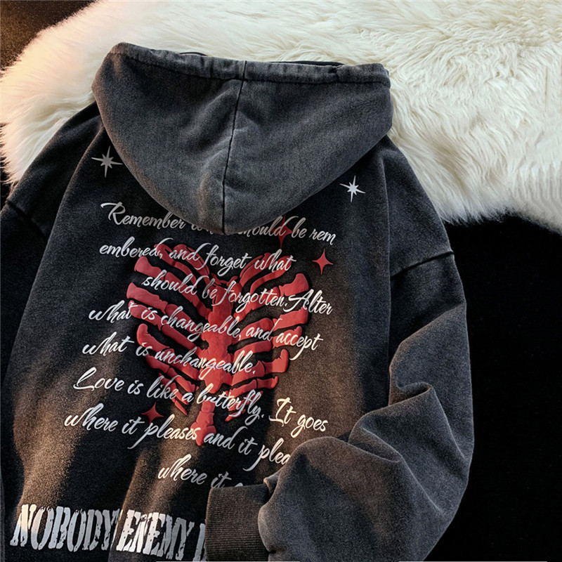 Womens Hoodies Sweatshirts Y2K Zip UP Hoodie Grunge Women Men Autumn Embroidery Letter Long Sleeve Gothic Hooded Sweatshirt Lady Loose Retro Jacket 23