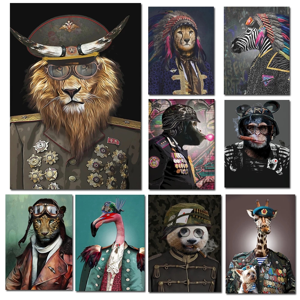 Funny Animals Military Poster Wall Art Canvas Print on the Wall Painting Lion, Giraffe, Leopard Pictures for Living Room Decor
Funny Animals Military Poster Wall Art Canvas Print on the Wall Painting Lion, Giraffe, Leopard Pictures for Living Room Decor