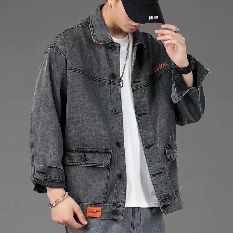 Men's Jackets Men Denim Jacket Streetwear Hip Hop Men's Jean Jackets Male Casual Loose Outerwear Korean Version Loose Overalls Coat S-4XL 23