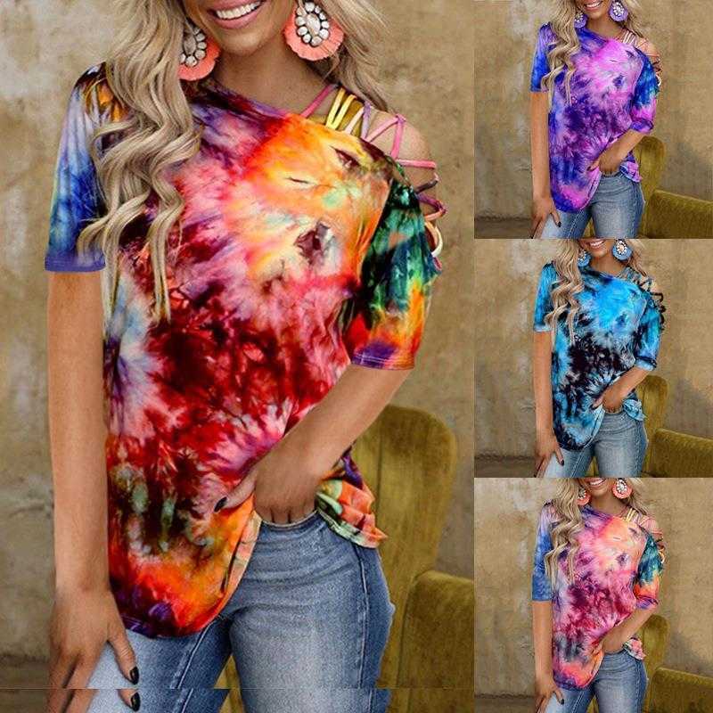 Summer Tie Dye Shirts Printed Short Sleeve Strapless Sexy Casual Loose Fitting T, Flower type 3
Summer Tie Dye Shirts Printed Short Sleeve Strapless Sexy Casual Loose Fitting T, Flower type 3