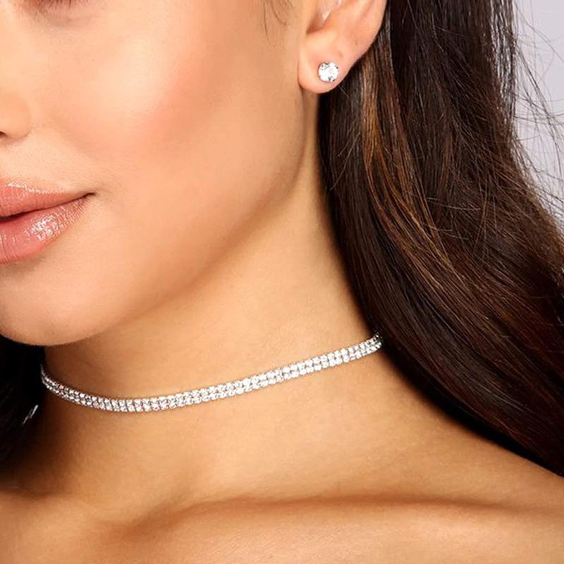 Choker TREAZY Women Simple 2 Rows Rhinestones Necklace Bling Crystal Collar Chain Jewelry Wedding Party Female Collier
Choker TREAZY Women Simple 2 Rows Rhinestones Necklace Bling Crystal Collar Chain Jewelry Wedding Party Female Collier
